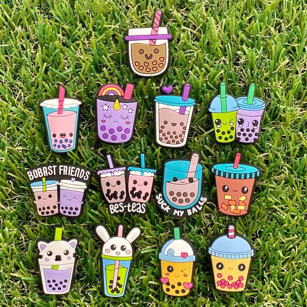Set of 13 Boba Tea Shoe Charms